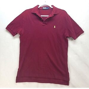 Ralph Lauren Men's Burgundy Polo with gold Pony Logo
